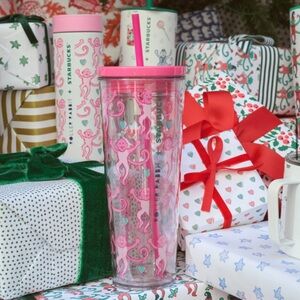 Roller Rabbit Pink Tumbler with Straw